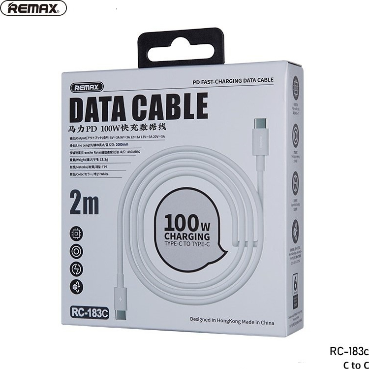 Καλώδιο Type-C to Type-C REMAX CABLE 100W RC-183C 2M