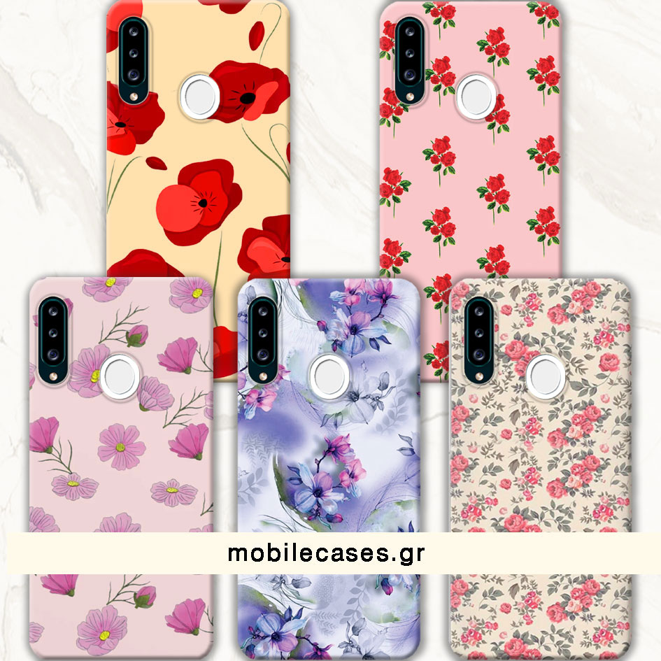 ΘΗΚΕΣ Samsung A20s Galaxy Back Cover Flowers Enzio