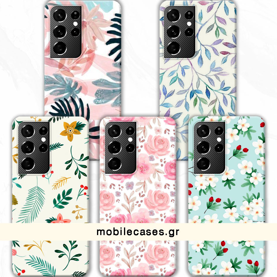 ΘΗΚΕΣ Samsung S21 Ultra Galaxy Back Cover Flowers Valente